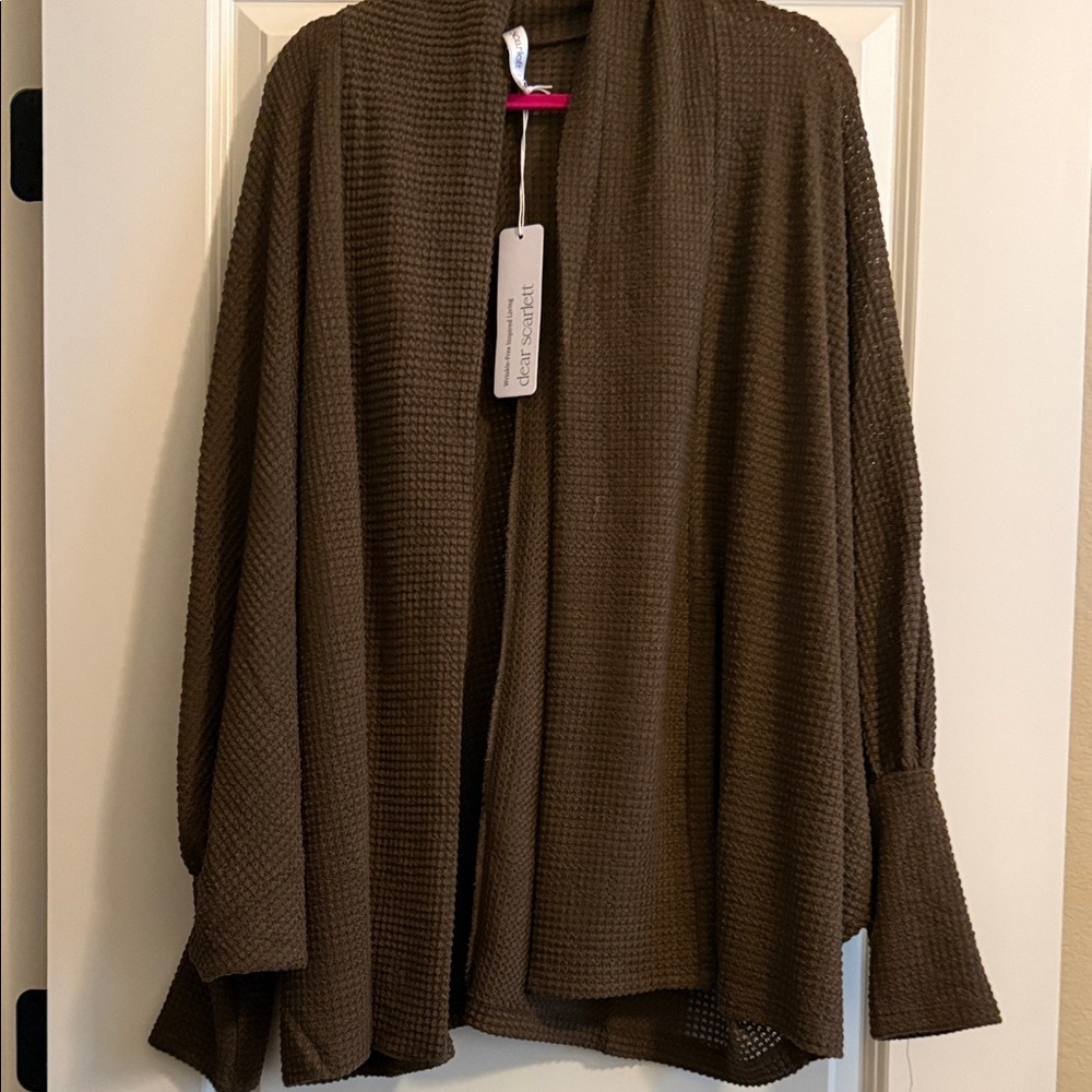 Dear Scarlett Brown Waffle Knit Cardigan